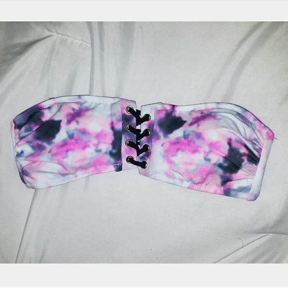 VS Pink Multicolored Padded Bandeau Swim Top - Picture 2 of 5